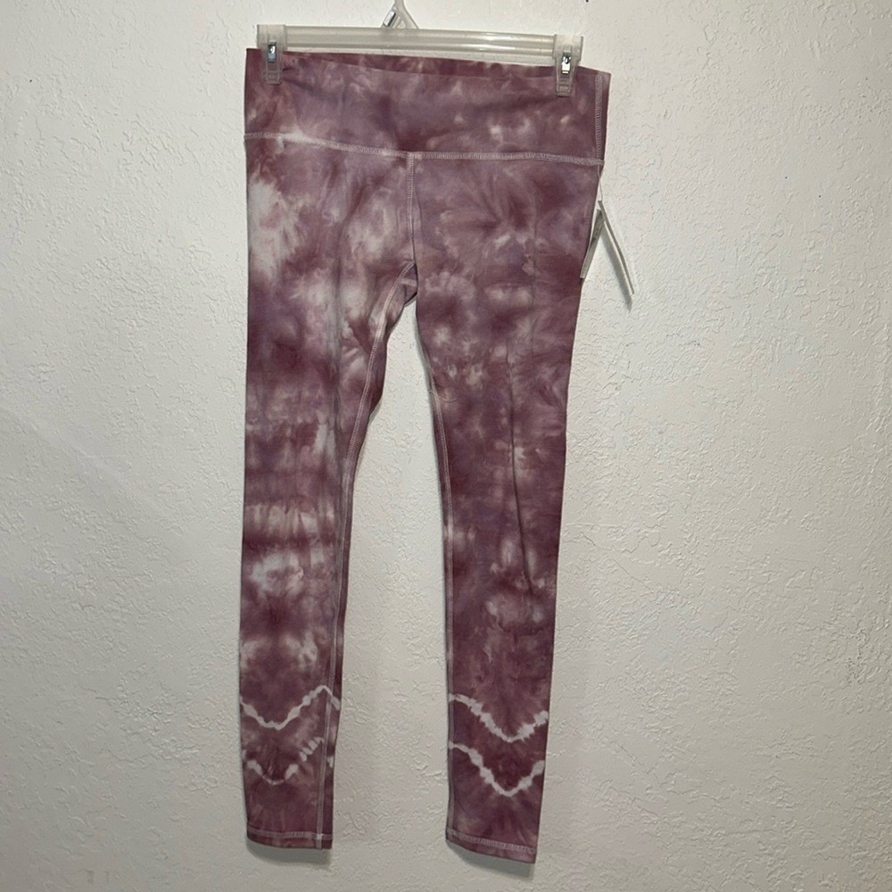 Sweet Romeo Womens Tie Dye Leggings Mauve White High Waist SR9710 Large NWT